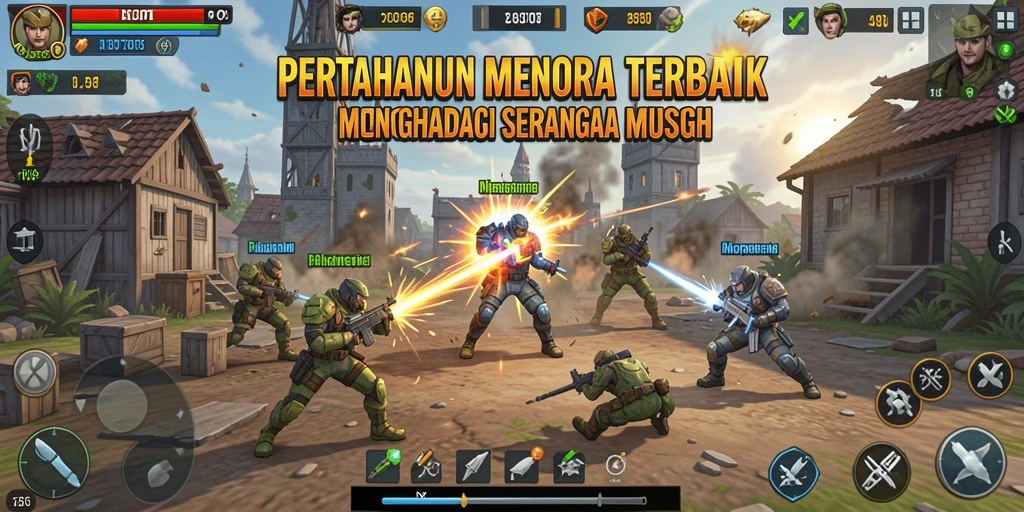 Tampilan gameplay seru di POLOTOTO dengan menara pertahanan.