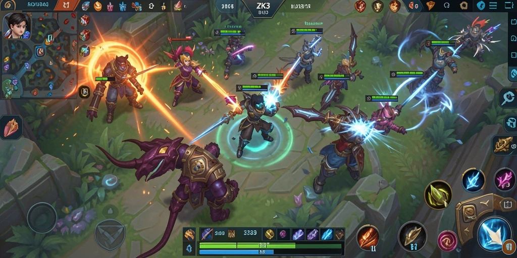 Screenshot ZK3 menampilkan aksi seru dalam permainan MOBA.